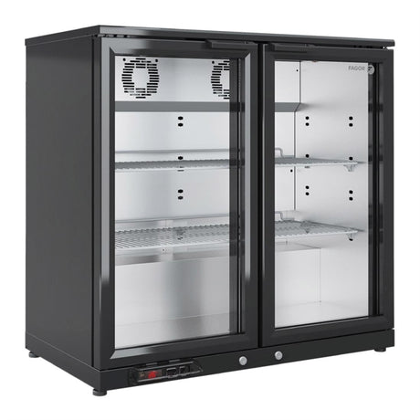 Arrière-bar réfrigérée noir FAGOR 2 portes vitrées - gamme 570 - 214 litres