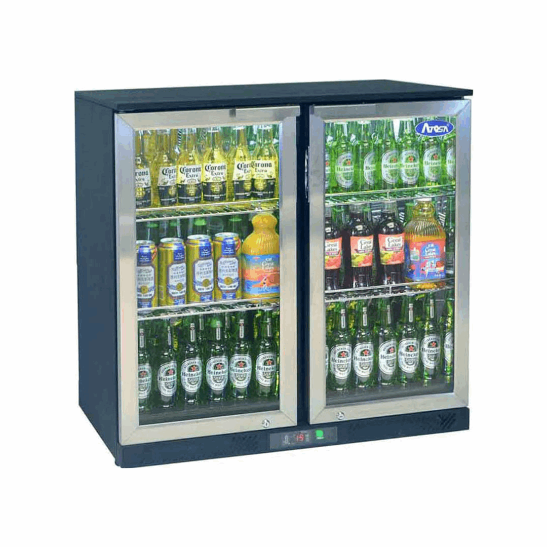 BDS-210 - Arrière bar réfrigérée 2 portes vitrées -2+8°C - Capacité 220 litres - 900x505x895mm