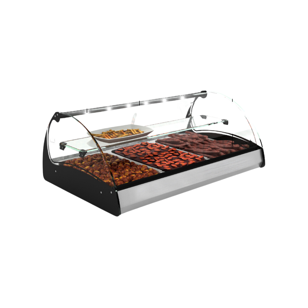 CS2 - Vitrine chaude bain marie à poser 2 GN 1_1 + étagère neutre - 690