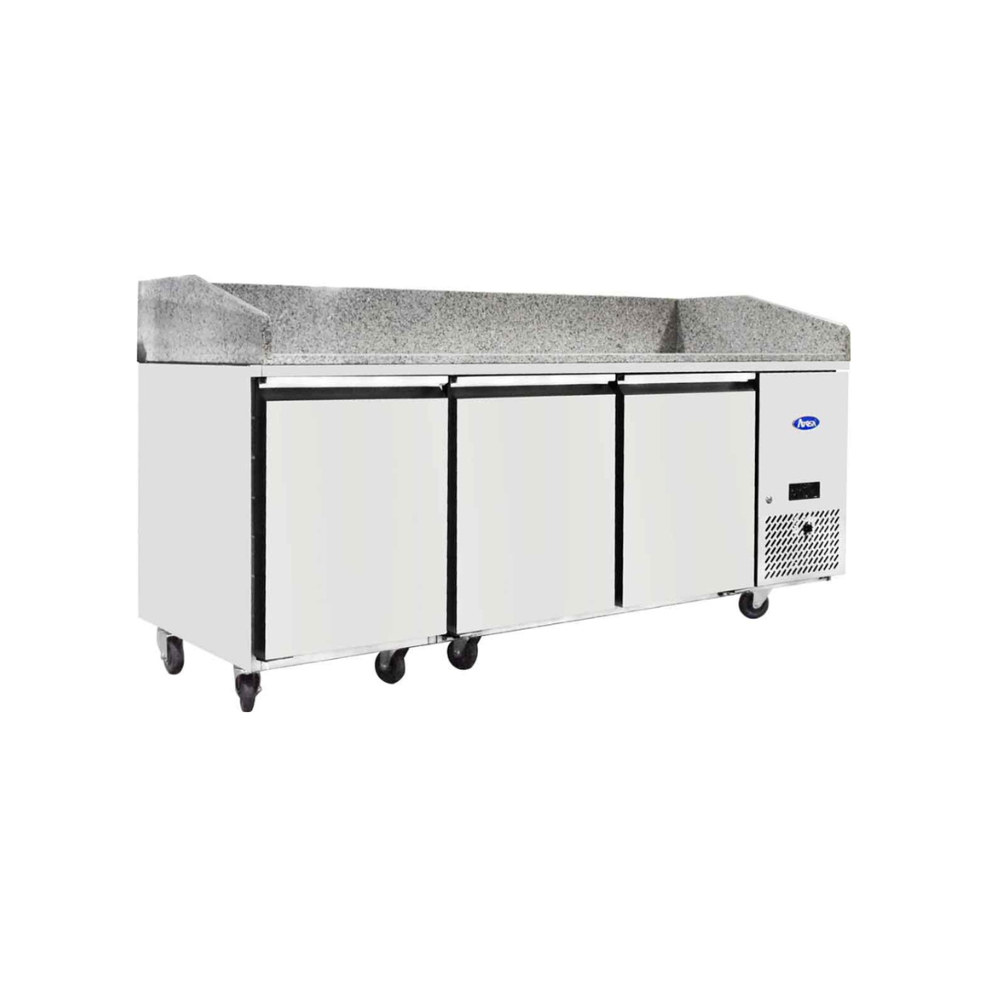 EPF3485GR - Table à pizza réfrigérée positive en granit 3 portes -2+8°C - Capacité 580 litres - 2010x800x825mm
