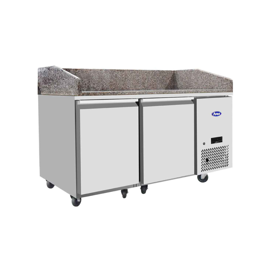 EPF3495GR - Table à pizza réfrigérée positive en granit 2 portes -2+8°C - Capacité 480 litres - 1510x800x825mm