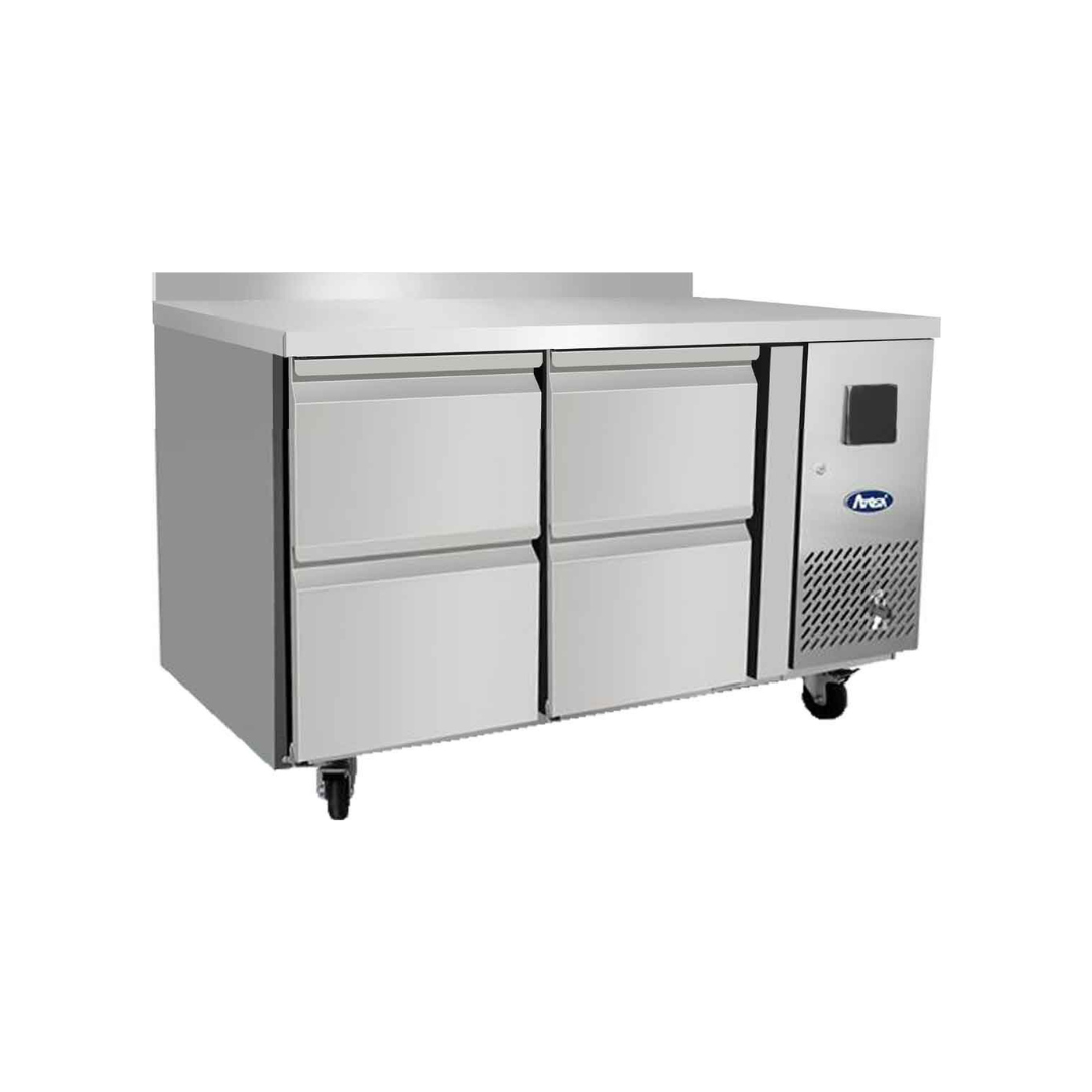 EPF3522GR-SB - Table réfrigérée positive avec dosseret 4 tiroirs -2+8°C - Capacité 280 litres - 1360x700x840mm