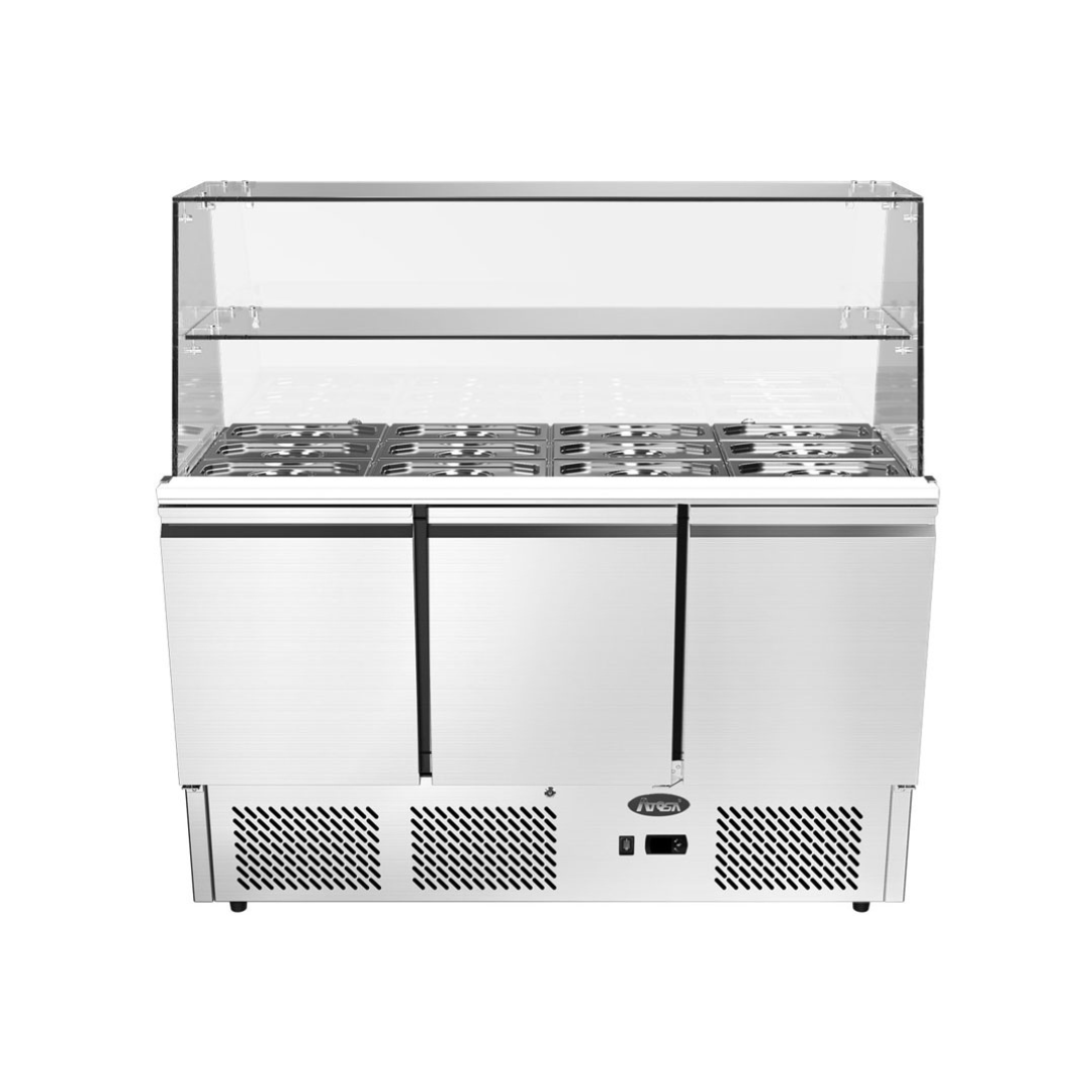 ESL3814GR-D - Vitrine Saladette réfrigérée positive 3 portes -2+8°C - Capacité 380 litres - 1365x700x1410mm