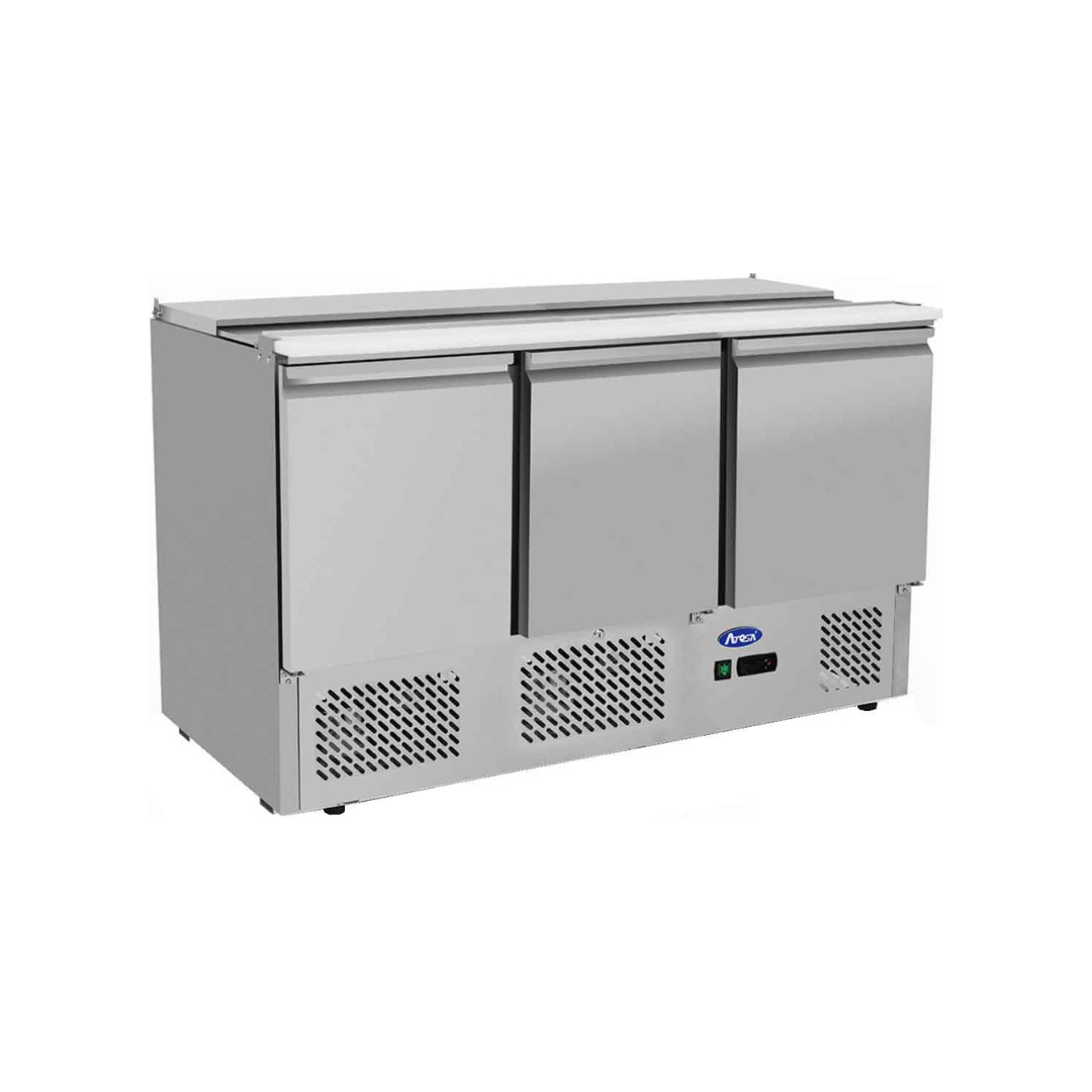 ESL3850GR - Saladette réfrigérée positive 3 portes -2+8°C - Capacité 380 litres - 1365x700x925mm