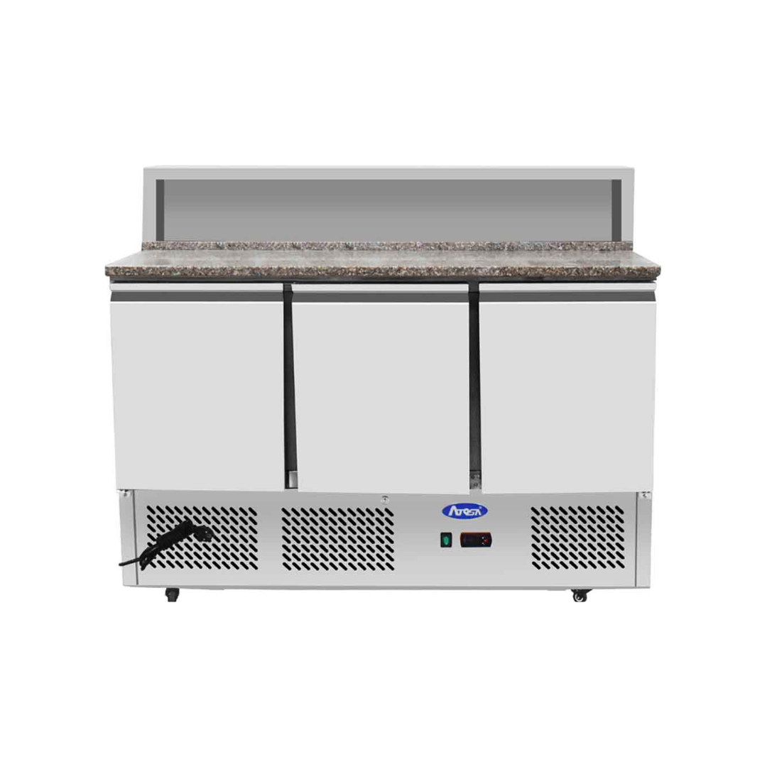 ESL3854GR - Table à pizza réfrigérée positive 3 portes -2+8°C - Capacité 380 litres GN 16 - 1365x700x930mm