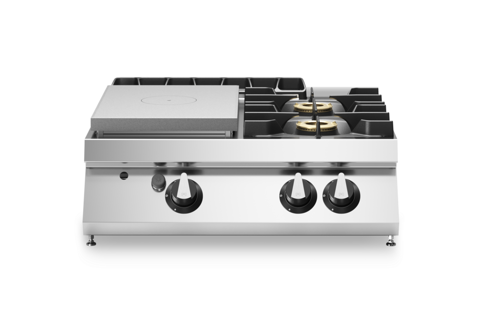 Fourneau 2 feux + plaque coup-de-feu à poser – 18 kW Gaz – 800x730x280mm