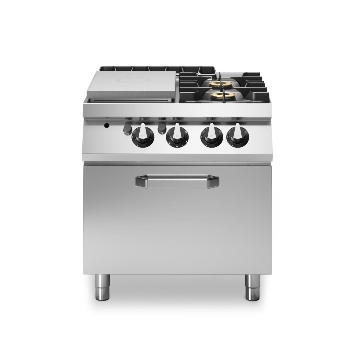 Fourneau 2 feux + plaque coup-de-feu sur four gaz – 26 kW Gaz – 800x730x870mm