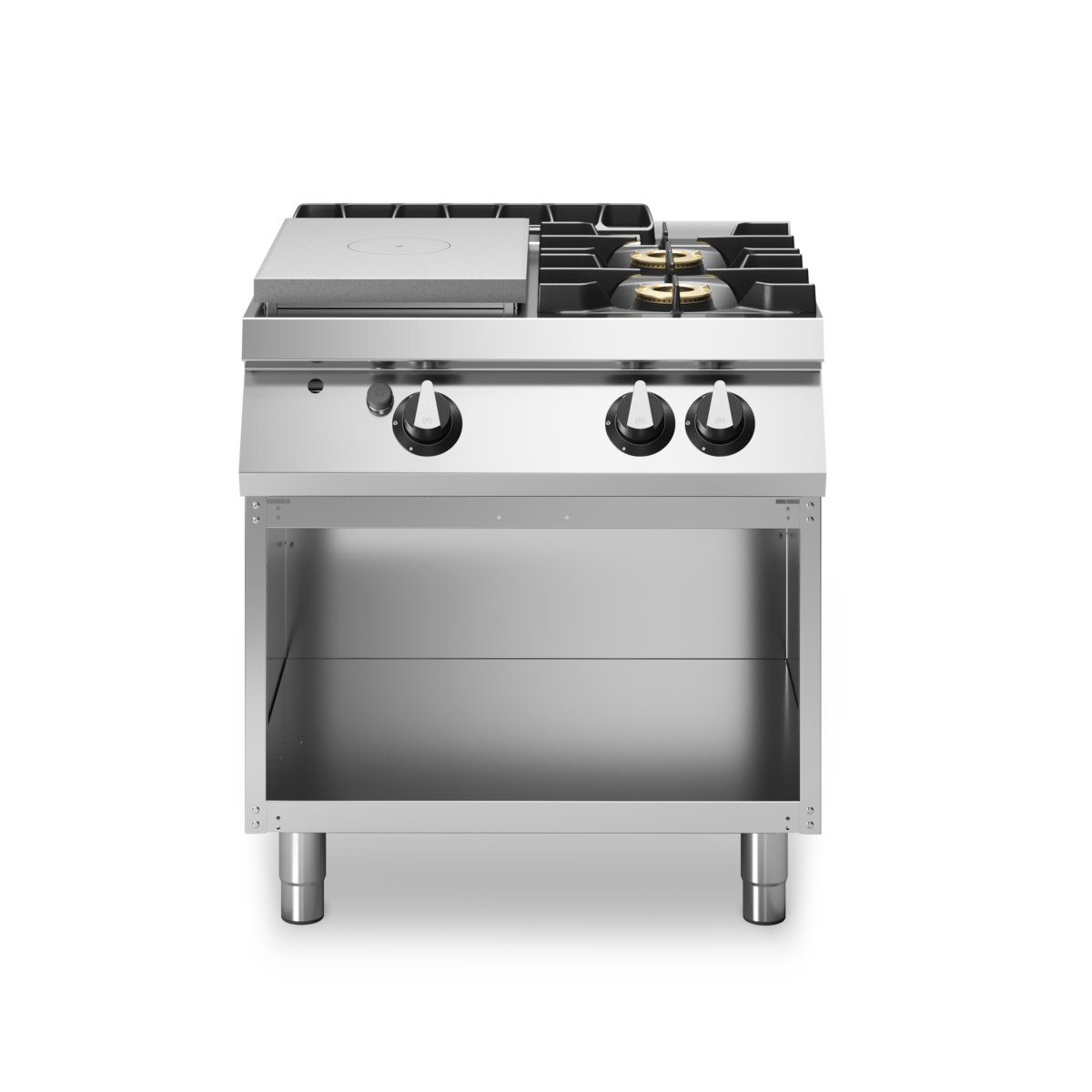 Fourneau 2 feux + plaque coup-de-feu sur meuble ouvert – 18 kW Gaz – 800x730x870mm