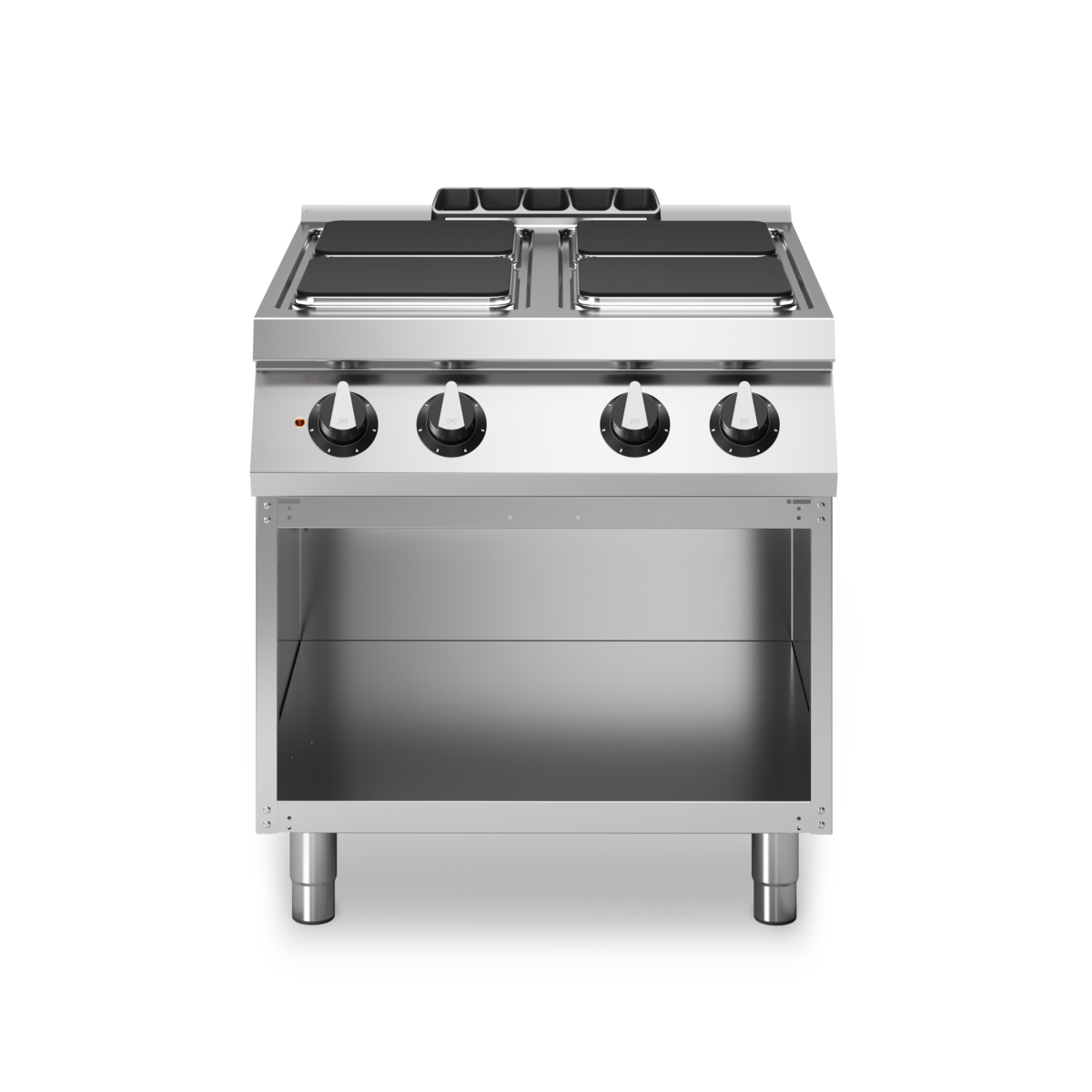 Fourneau 4 plaques électrique sur meuble ouvert – 10,4 kW 400V Tri – 800x730x870mm