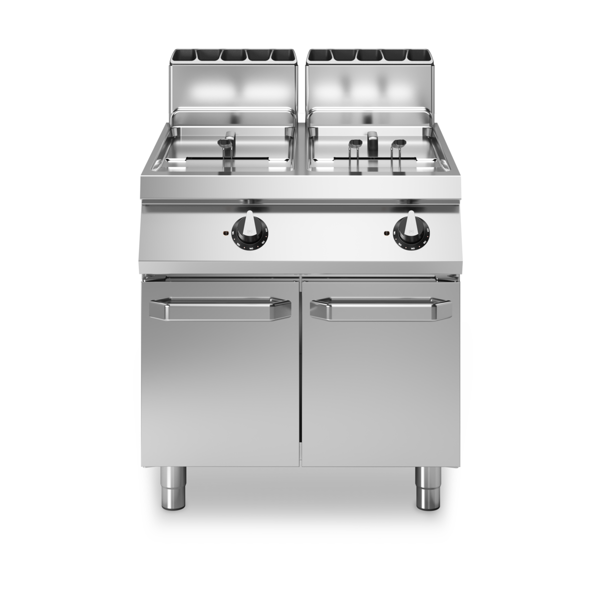 Friteuse double à gaz cuve libre sur meuble fermé - Capacité : 13+13 litres - 24 kW Gaz - 800x730x870mm