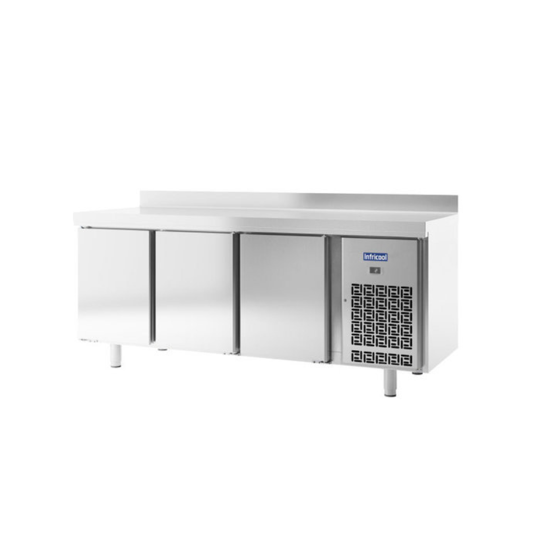 IM604P - Table réfrigérée positive avec dosseret 4 portes -2+8°C - Capacité 540 litres - 2452x600x850mm