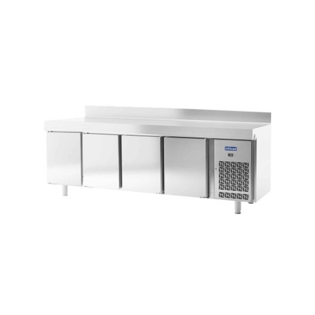 IM704P - Table réfrigérée positive avec dosseret 4 portes -2+8°C - Capacité 630 litres - 2452x700x850mm