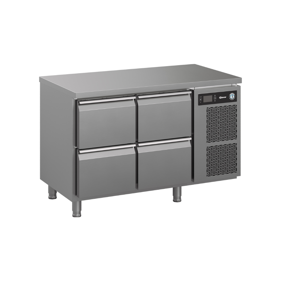 K 2 A 2D 2D L E - Table réfrigérée positive 4 tiroirs -2+8°C - Capacité 300 litres - 1310x700x880mm