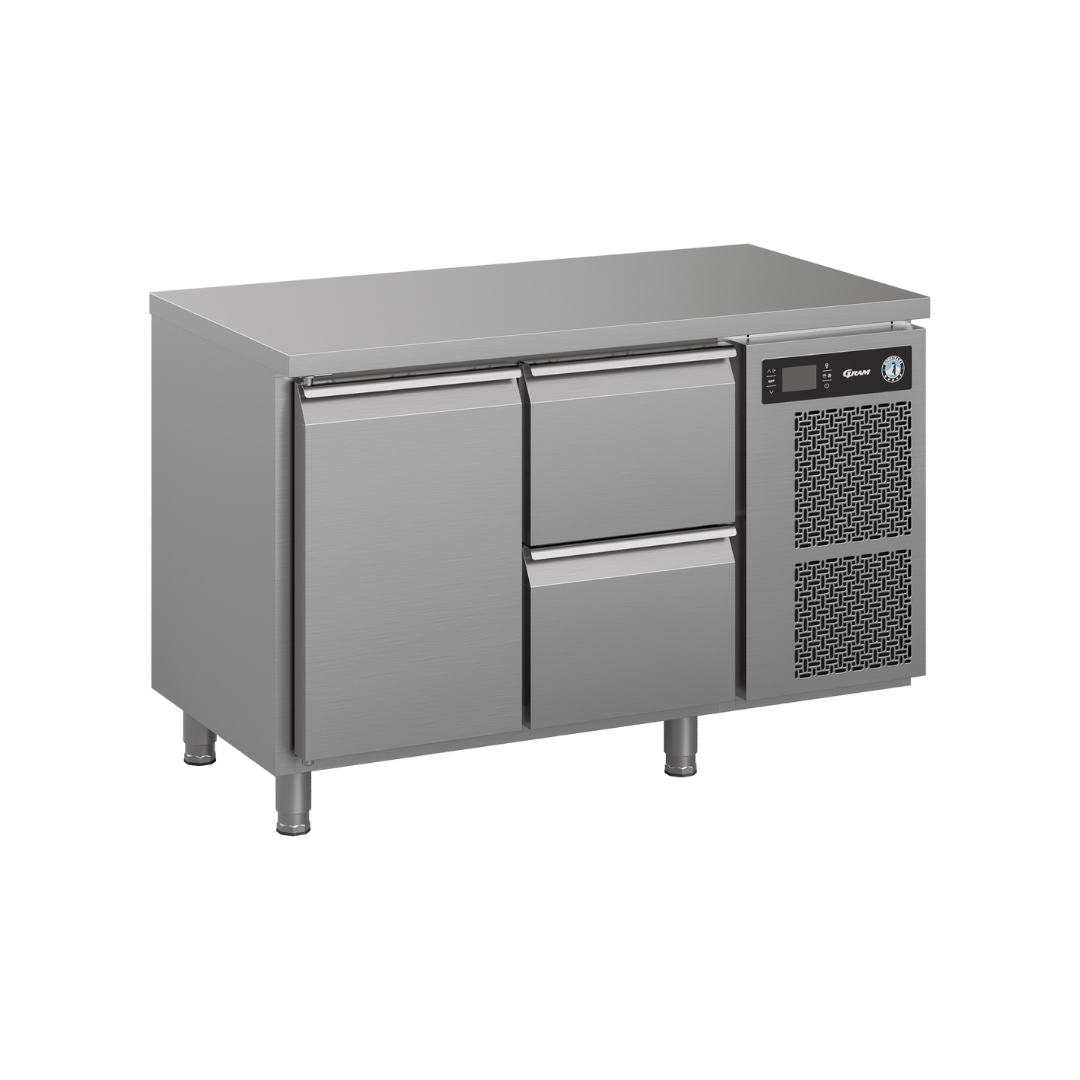 K 2 A DL 2D L E - Table réfrigérée positive 1 porte + 2 tiroirs -2+8°C - Capacité 300 litres - 1310x700x880mm