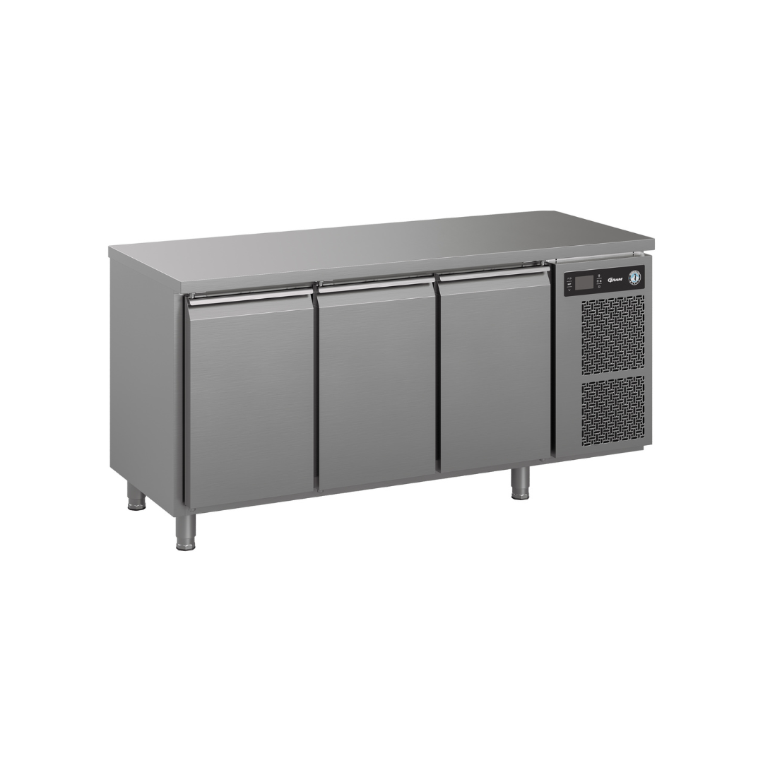 K 3 A DL DL DR L E - Table réfrigérée positive 3 portes -2+8°C - Capacité 500 litres - 1753x700x880mm