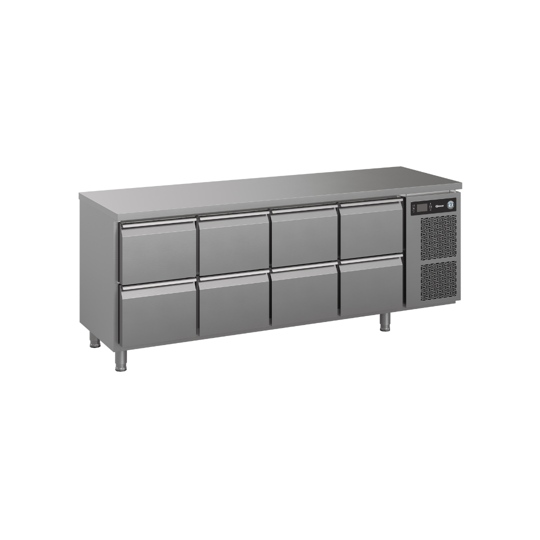 K 4 A 2D 2D 2D 2D L E - Table réfrigérée positive 8 tiroirs -2+8°C - Capacité 625 litres - 2196x700x880mm