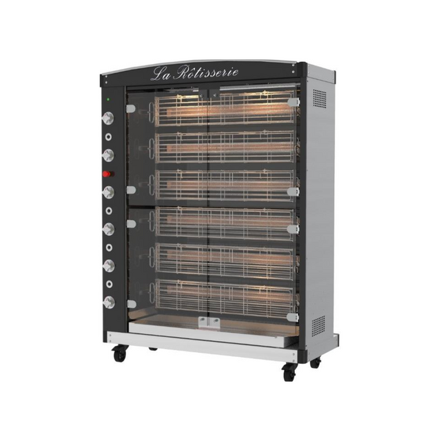 MAG 6 CRAPAUDINE - Rôtissoire à gaz 6 broches type crapaudine sans support - Capacité  3642 volailles - 42 kW Gaz - 1480x690x1490mm