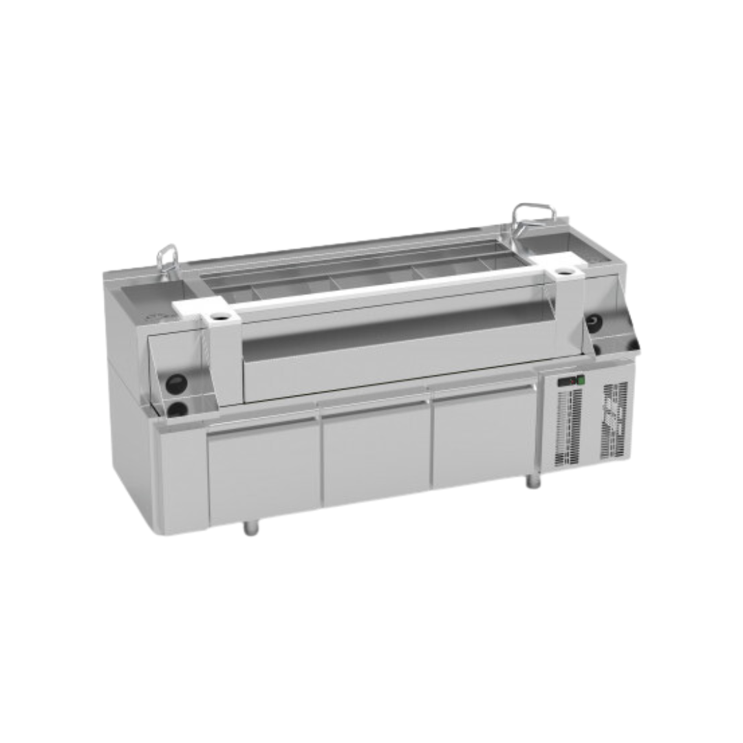 MCR-200-Meublecokctail3tiroirsrefrigereeavecdoubleevier-2000x745x900mm