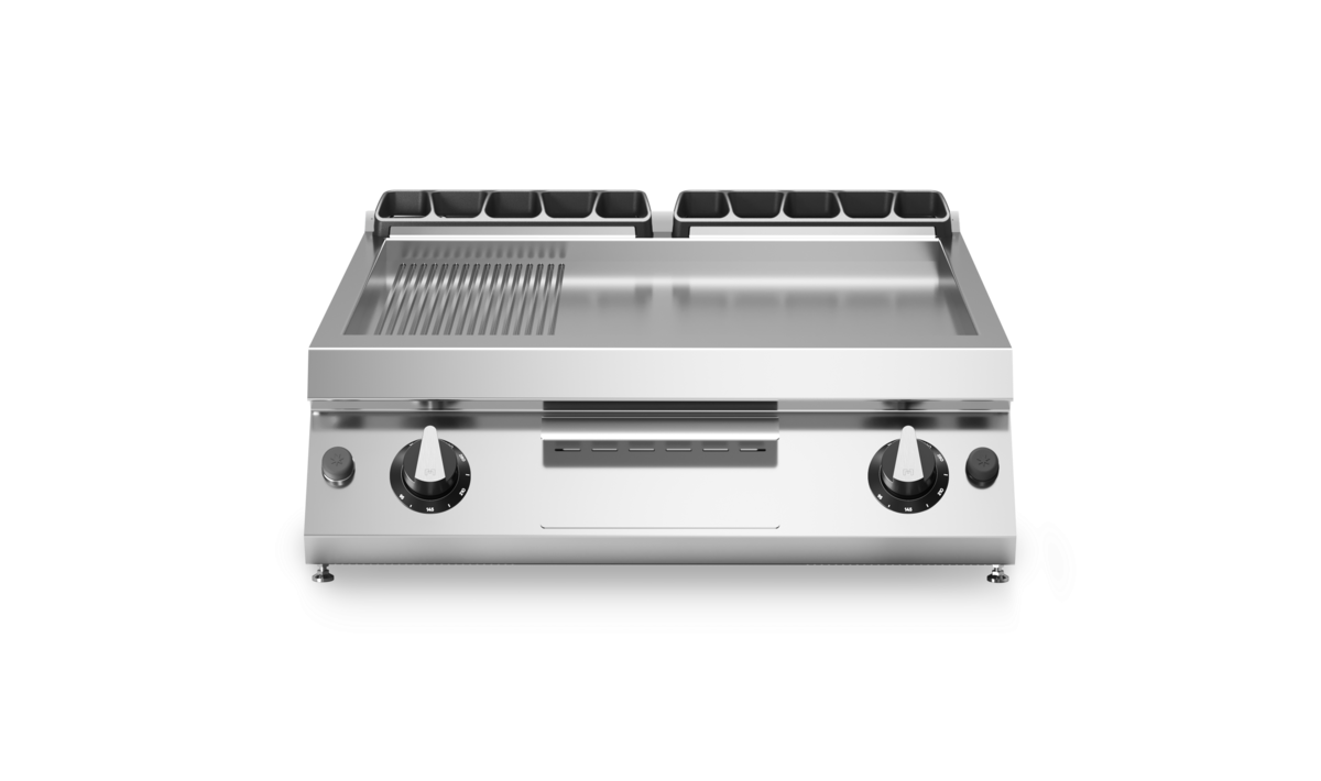Plancha 2/3lisse et 1/3 rainurée 2 zones à gaz à poser - 14 kW Gaz - 800x730x280mm