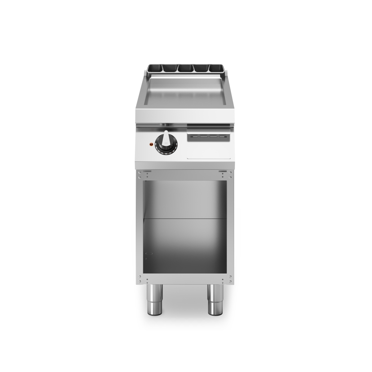 Plancha lisse 1 zone électrique sur meuble ouvert - 5,4 kW 400V Tri - 400x730x870mm