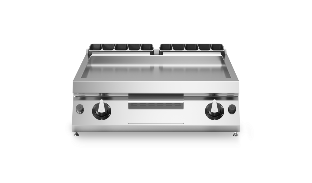 Plancha lisse 2 zones à gaz à poser - 14 kW Gaz - 800x730x280mm