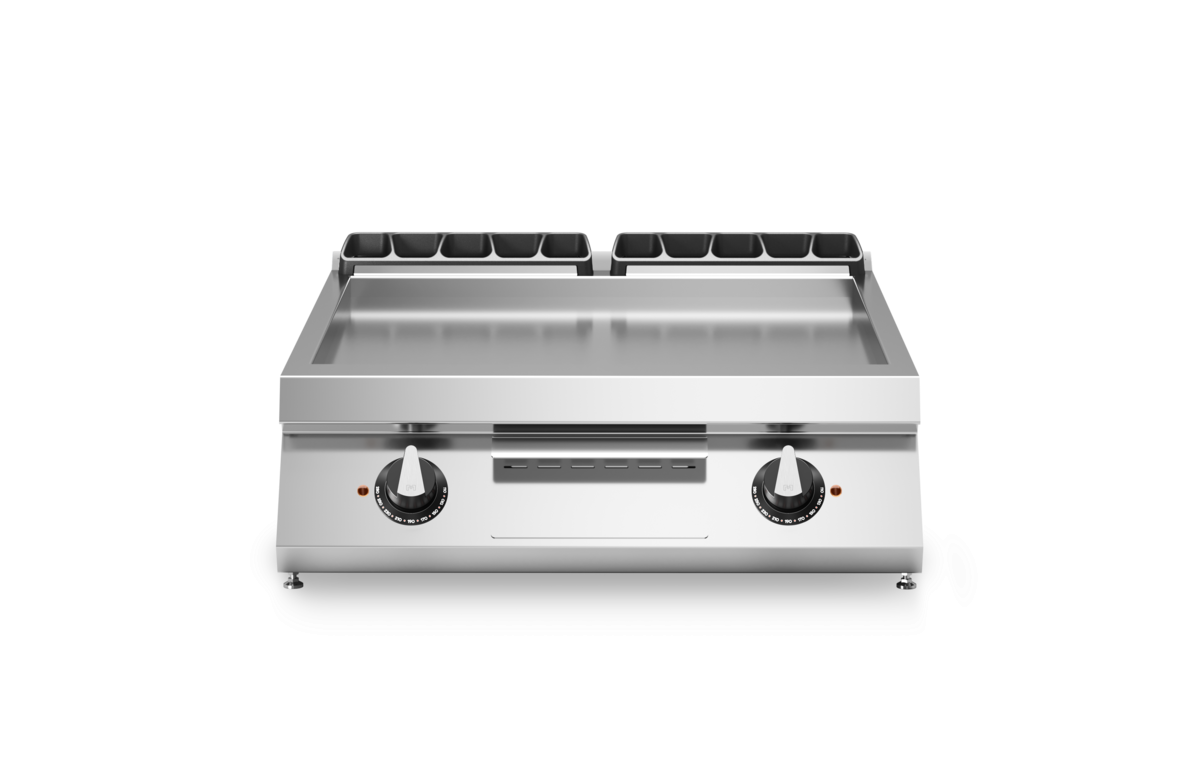 Plancha lisse 2 zones électrique à poser - 10,8 kW 400V Tri - 800x730x280mm