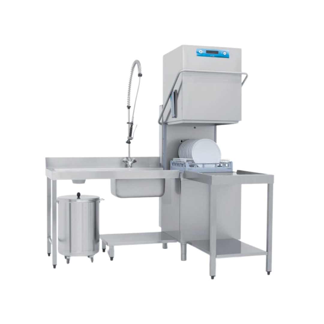 RIVER282ATV1-LavevaisselleacapotRIVER-Panier500x500mm-Passage_465mm-avecpompedevidangeetadoucisseurencontinu-Triphase400V