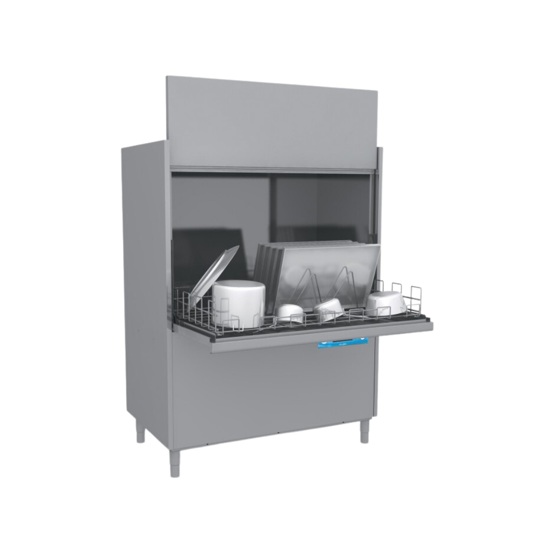 RIVER298V1-LavebatterieRIVER-Panier1310x700mm-Passage_850mm-avecpompedevidange-Triphase400V