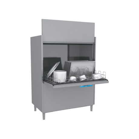 RIVER298V1-LavebatterieRIVER-Panier1310x700mm-Passage_850mm-avecpompedevidange-Triphase400V