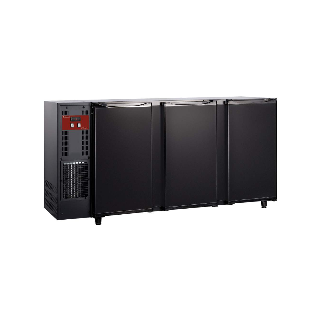 Arrière bar noir – 3 portes pleines