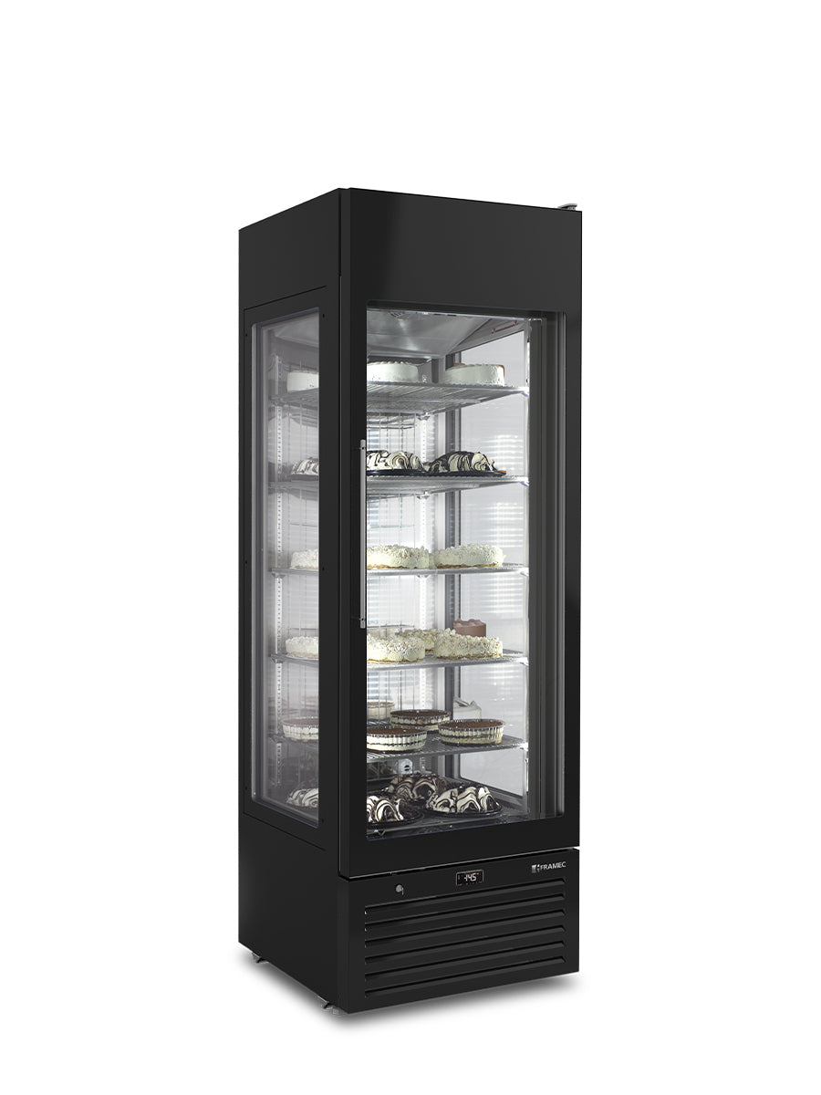 VEXPN6 - Vitrine d'exposition positive 3 faces vitrées -2/+10°C - 6 niveaux - couleur noir - 745x775x2133mm