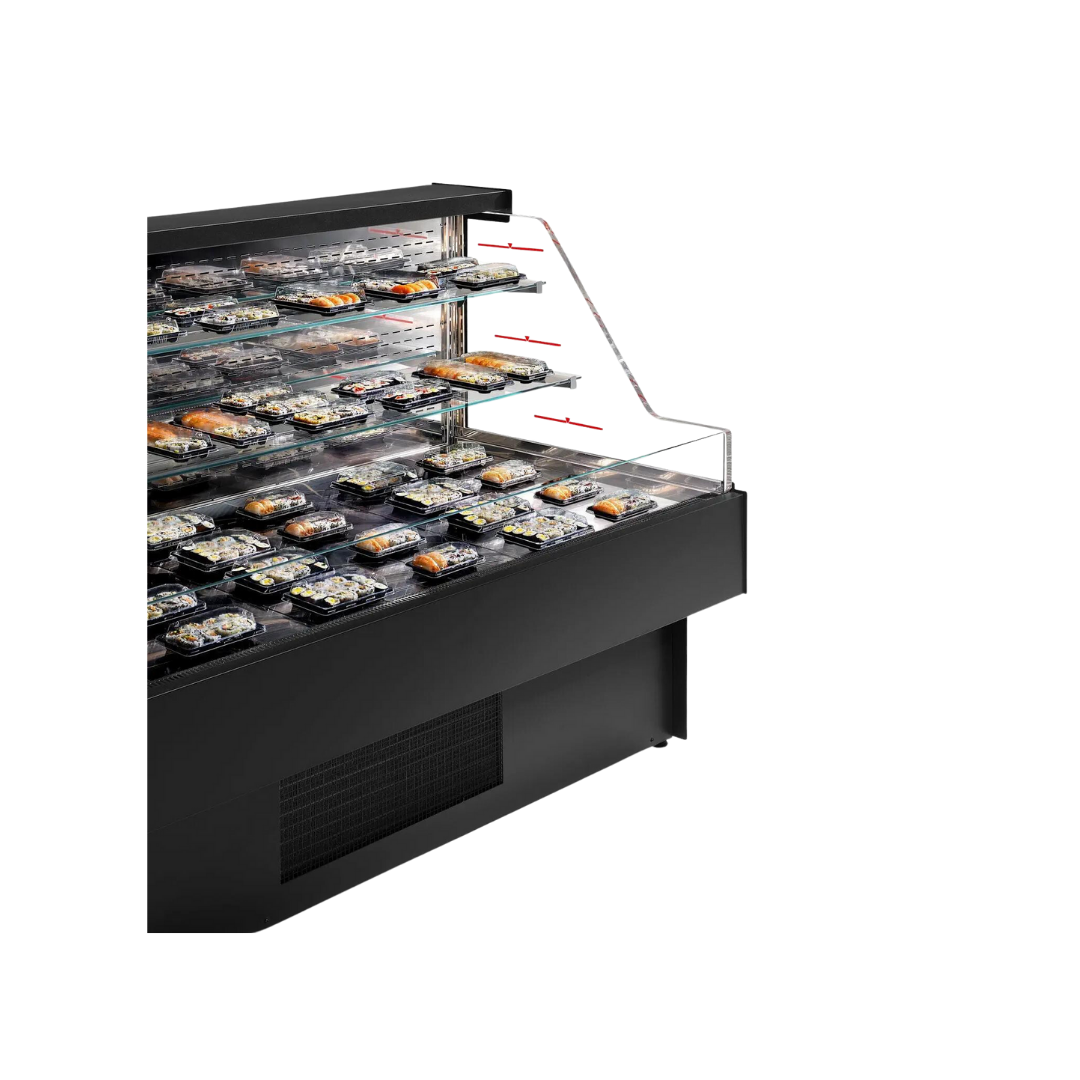 Vitrine murale réfrigérée ouverte 3 niveaux - Prof : 910mm - +2/+8°C - FUJIYAMA