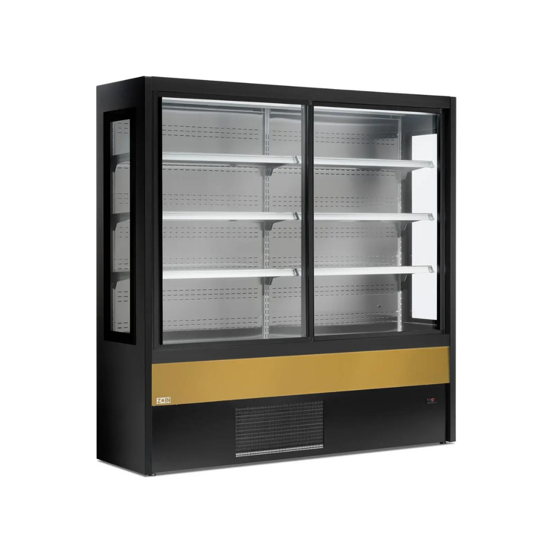 Vitrine murale réfrigérée ouverte portes coulissantes 4 niveaux - Prof : 570mm - +2/+8°C - OLIMPO