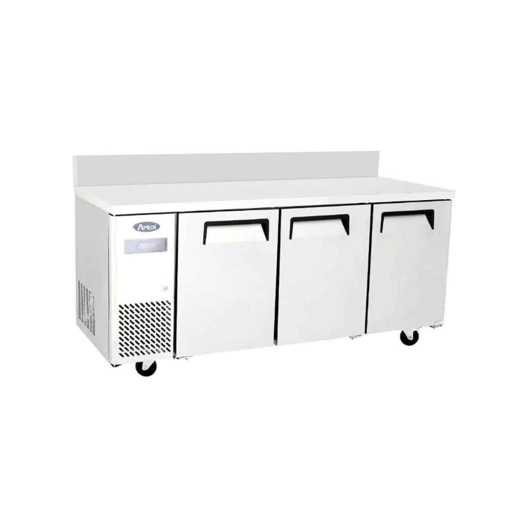 YPF9042GR-SB - Table réfrigérée positive avec dosseret 3 portes -2+8°C - Capacité 470 litres - 1800x700x840mm