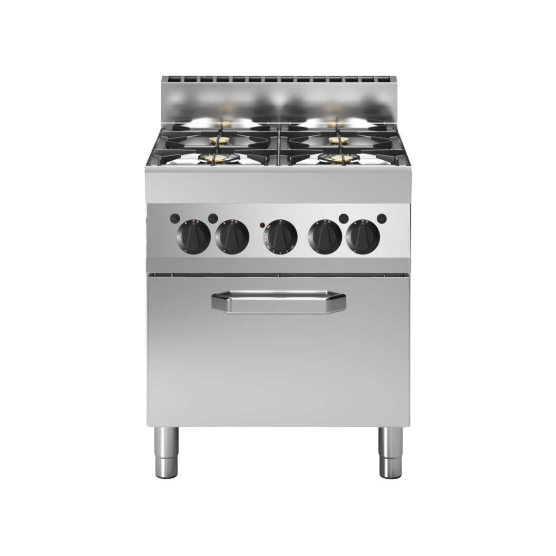 Fourneau 4 feux vifs sur four électrique à convection 700x650x850 F65/70CFGEB
