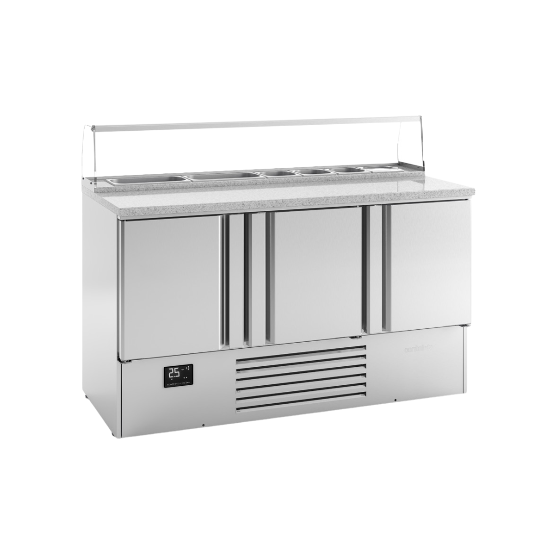 Table à pizza réfrigérée positive en granit 3 portes - 355L