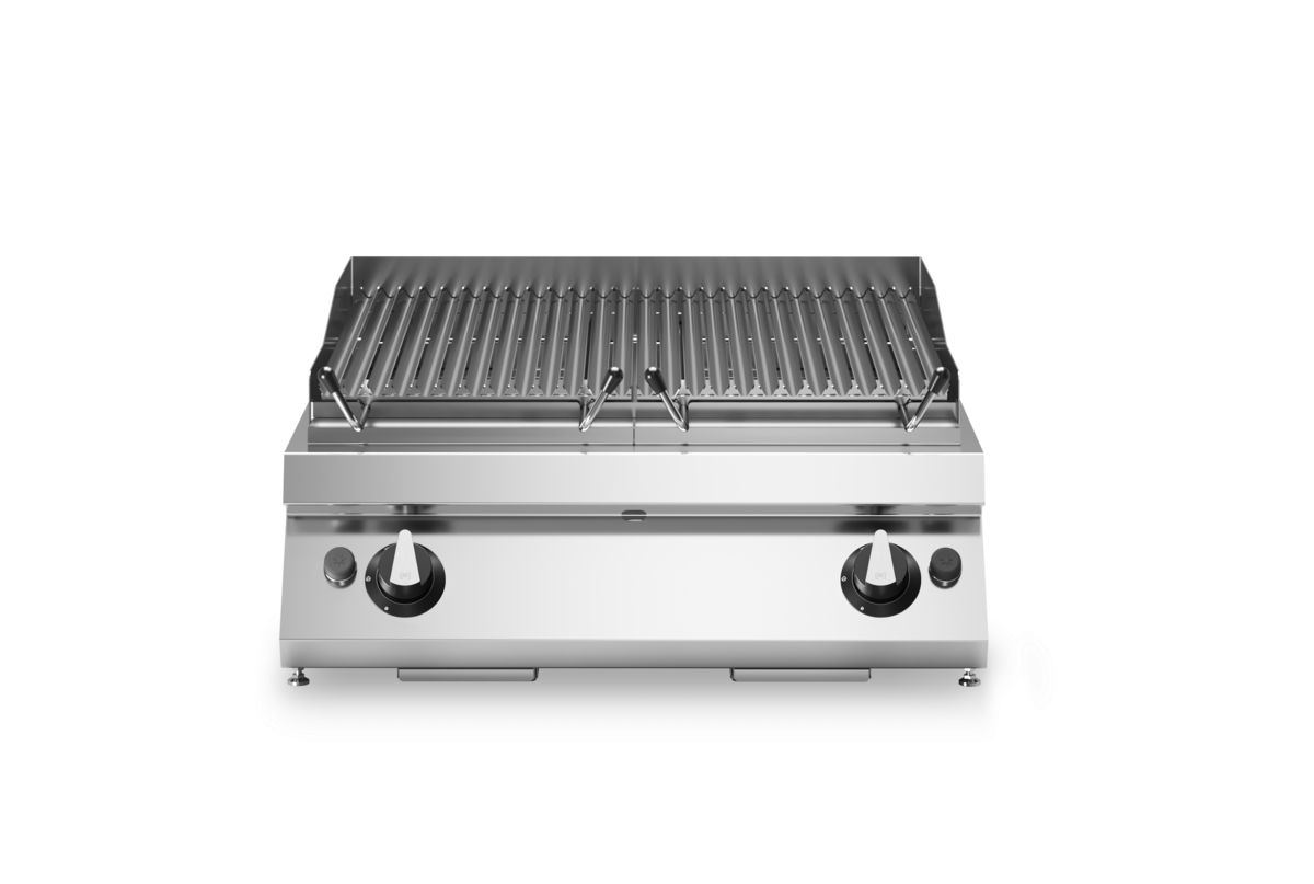 Grill à pierre de lave 2 zones à gaz à poser - 15 kW Gaz - 800x730x280mm