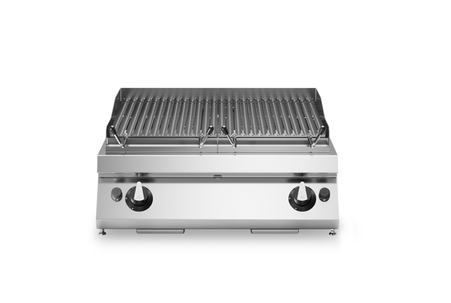 Grill à pierre de lave 2 zones à gaz à poser - 15 kW Gaz - 800x730x280mm
