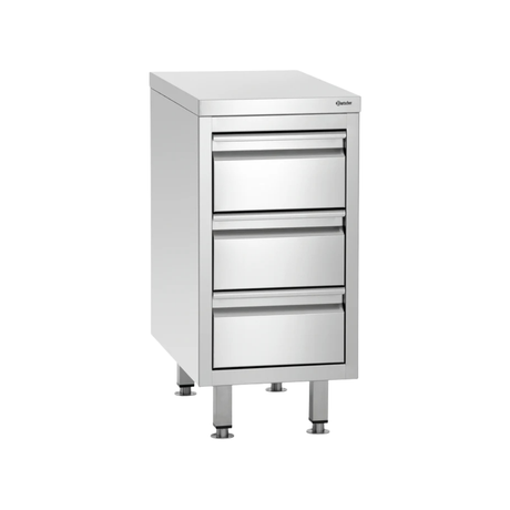 337307 Meuble inox avec 3 tiroirs