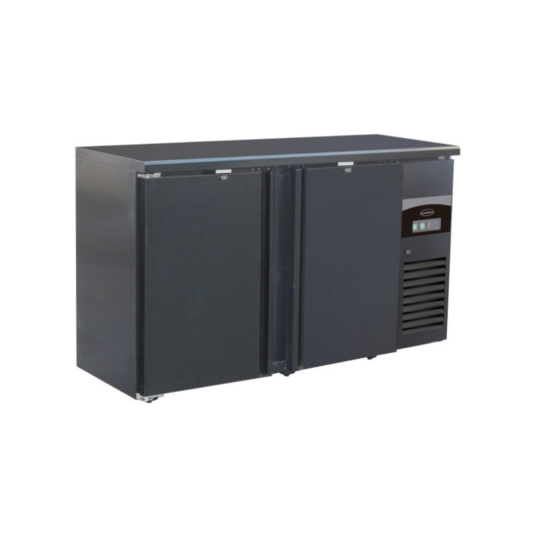 7450.0315 Arrière bar noir réfrigérée 2 portes pleines +2/+8°C - 1462x535x860mm - 350 litres
