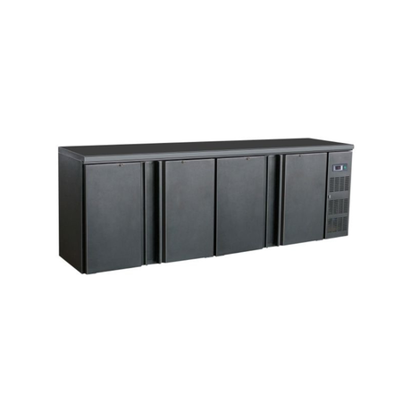 7450.0325 Arrière bar noir réfrigérée 4 portes pleines +2/+8°C - 2542x535x860mm - 698 litres