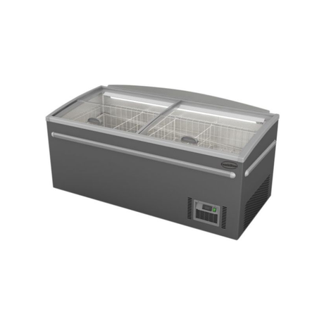 7455.2660 Congélateur bahut gris pour supermarché - 2 portes coulissantes vitrées -18/-22°C Dégivrage auto - 1850x850x795mm - 630 litres