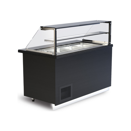 Vitrine saladette réfrigérée GASTROLINE PREMIUM - 5 GN 1/1 + 2 GN 1/4 - Plan en granit + LED - 2040x880x1300mm