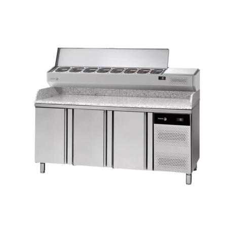 CCP-3GGR Table à pizza avec dessus granit + vitrine ingrédient