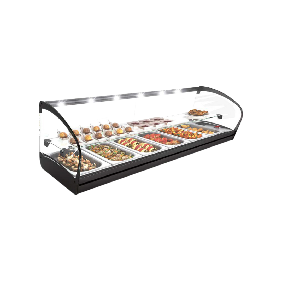 CK24L - Vitrine chaude bain marie FOOD Shark à poser 2 niveaux 4 GN 1_3 - 840