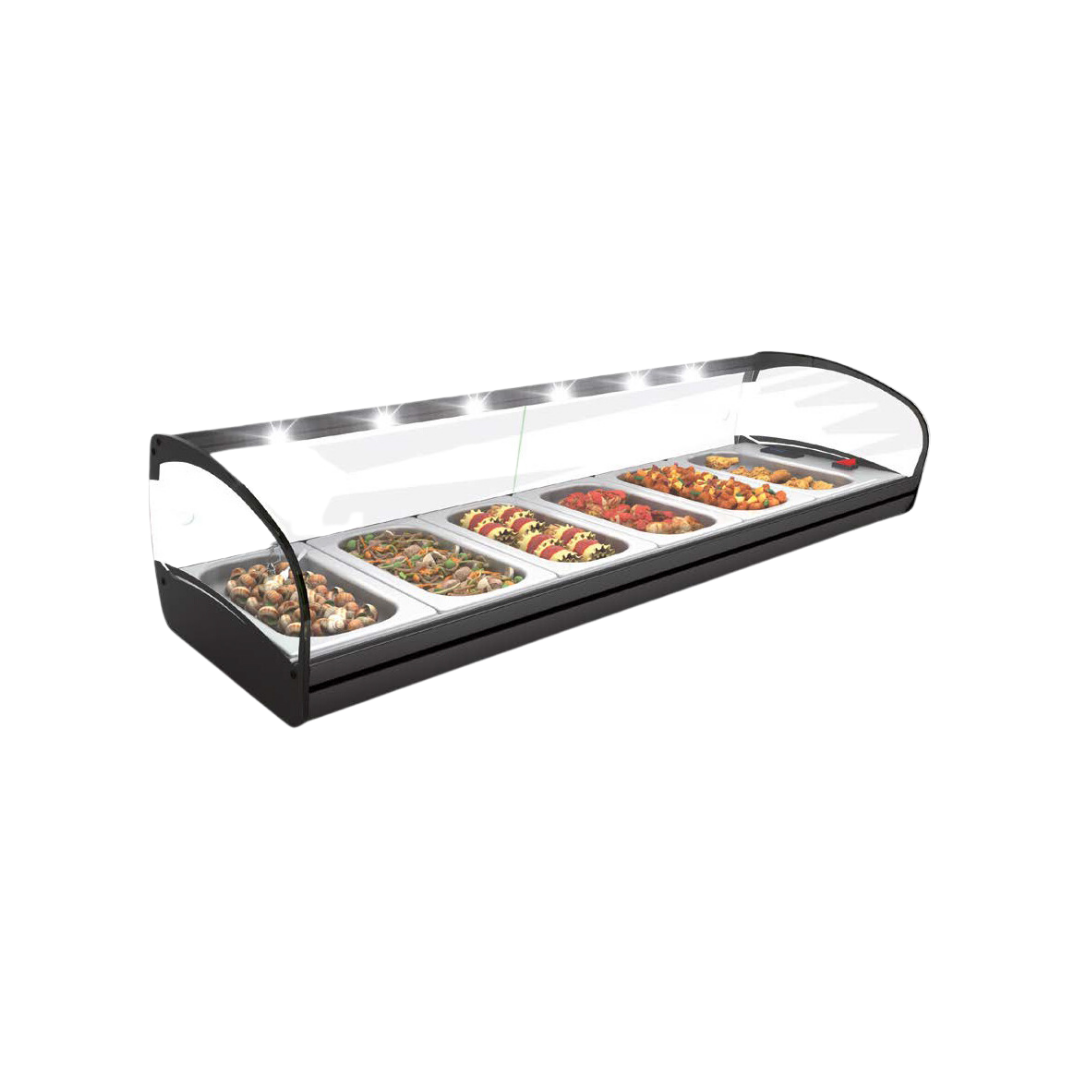 CK6L - Vitrine chaude bain marie FOOD Shark à poser 6 GN 1_3 - 1190