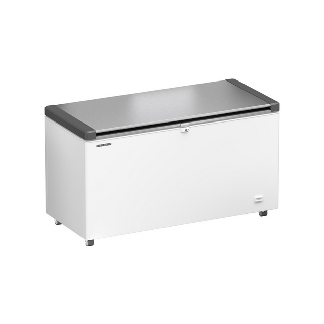 EFL 4656 - Congélateur coffre en epoxy blanc + couvercle inox - 404 litres