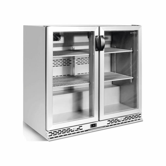 ERV 25 II Arrière bar inox réfrigérée positive 2 portes vitrées 900x510x920mm