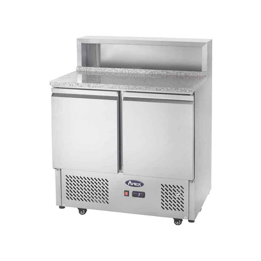 ESL3831GR - Table à pizza réfrigérée positive 2 portes -2+8°C - Capacité  300 litres GN 16- 900x700x930mm