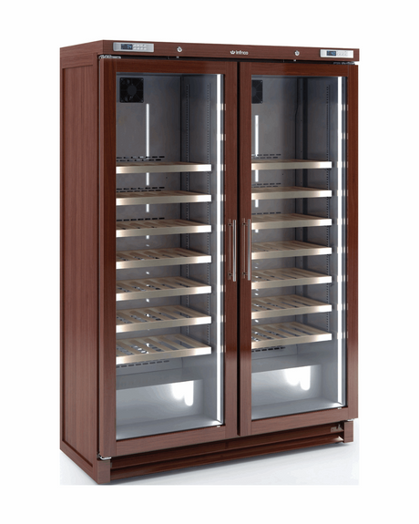 EVV200MX Armoire à vin bois réfrigérée positive +4+18°C 2 portes vitrées 1314x596x1918mm